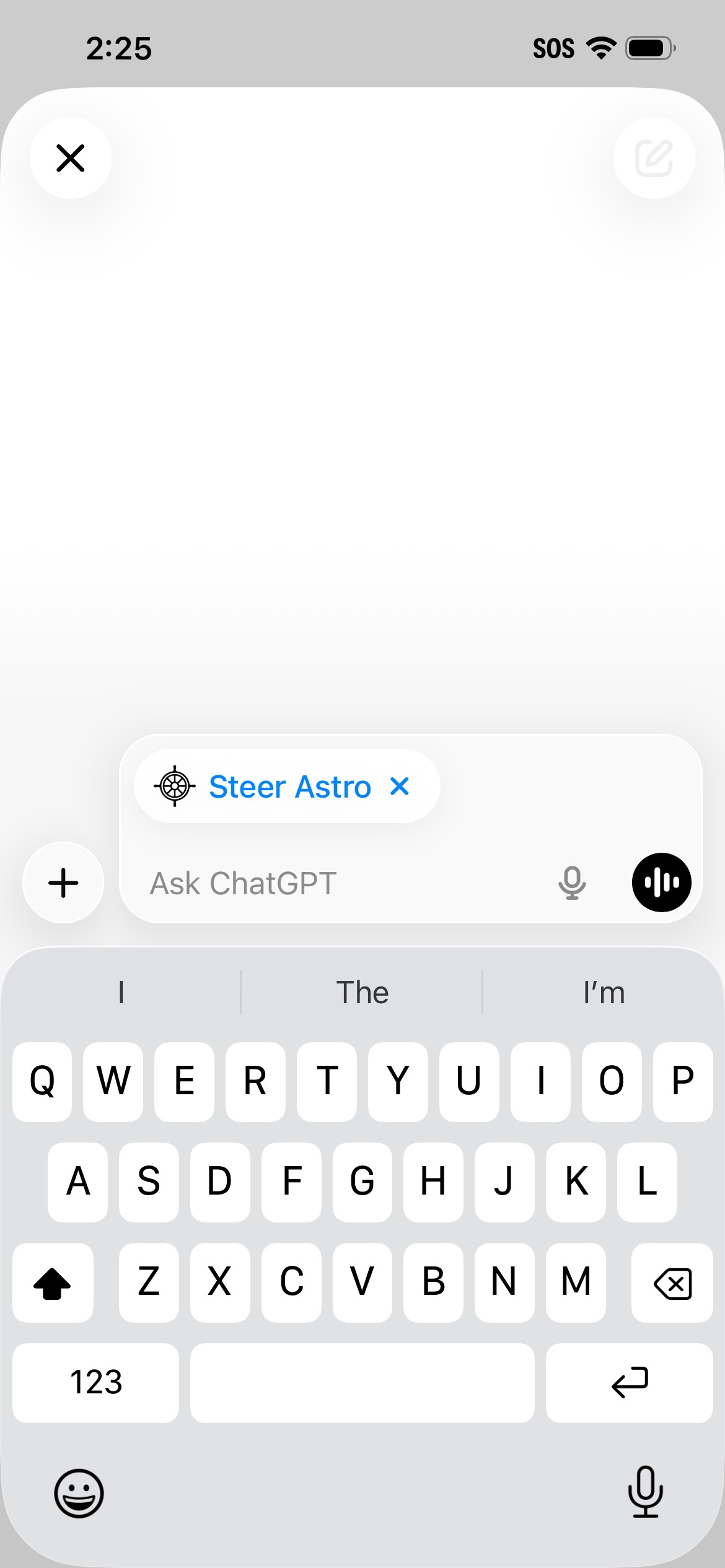 ChatGPT conversation with Steer Astro badge showing the app is connected and ready